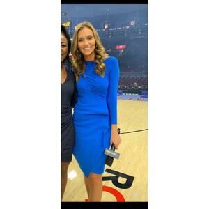 CHIARA BONI La Petite Robe Vibrant Blue Boat Neckline Cassandre Sheath Dress US6